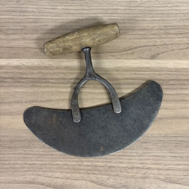 Two Antique Hand Tools: A Rocking Herb Chopper and a Leatherworker's Head Knife