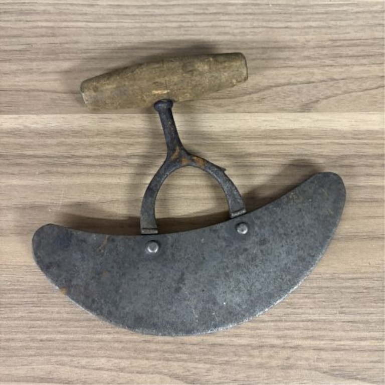 Two Antique Hand Tools: A Rocking Herb Chopper and a Leatherworker's Head Knife