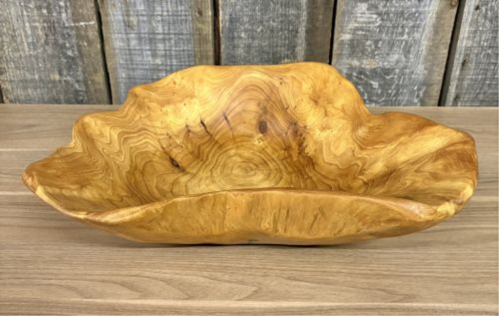 Large Hand-Carved Natural Wood Root Bowl