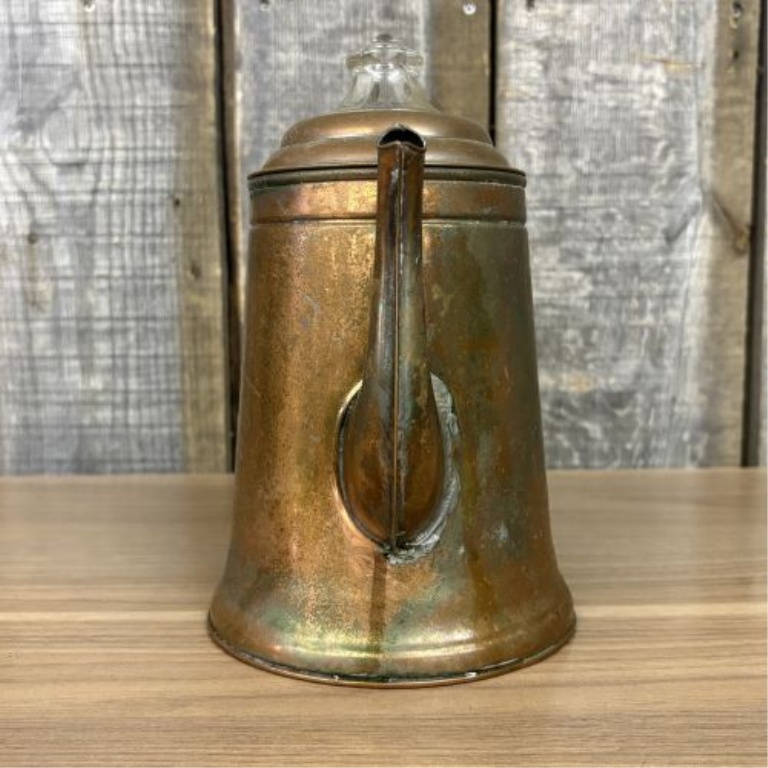 Vintage Copper 6-Cup Coffee Percolator with Wooden Handle