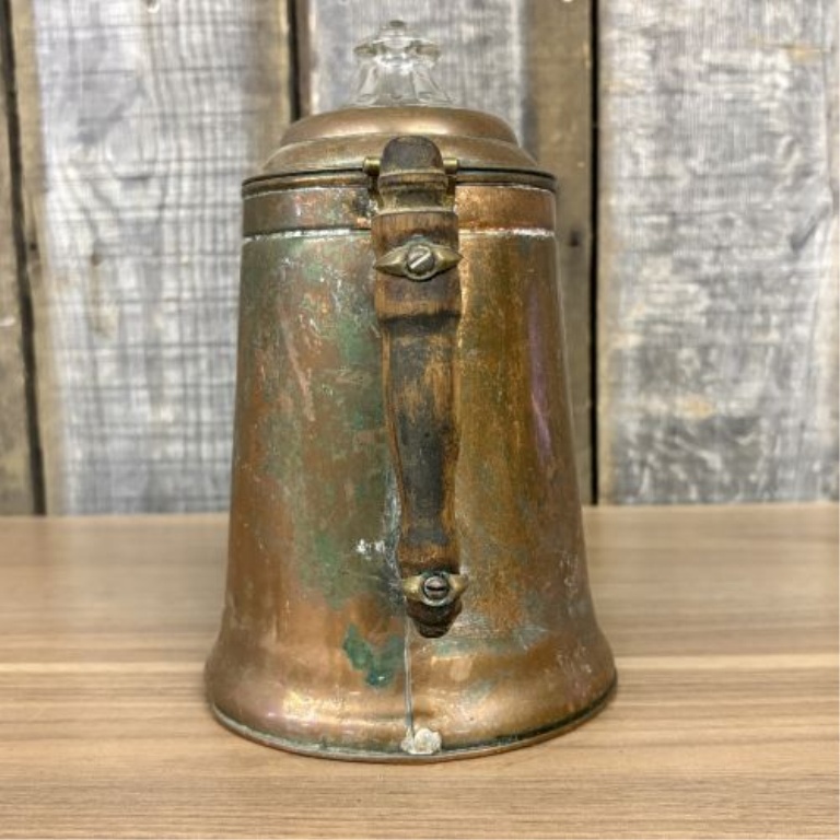 Vintage Copper 6-Cup Coffee Percolator with Wooden Handle