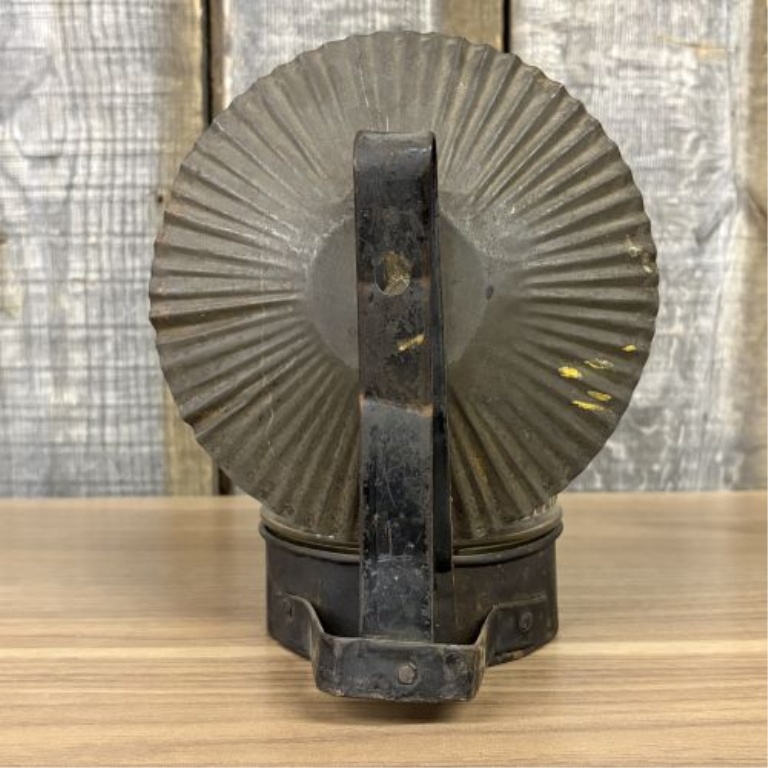Antique Metal and Pressed Glass Bracket Lamp with Fluted Reflector
