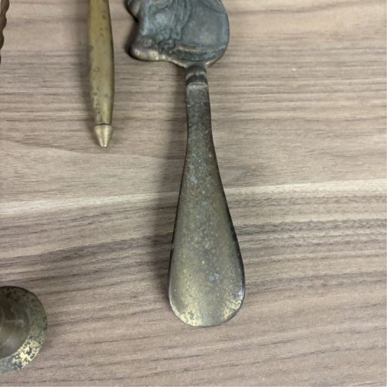 A Collection of Seven Antique and Vintage Metalware Objects