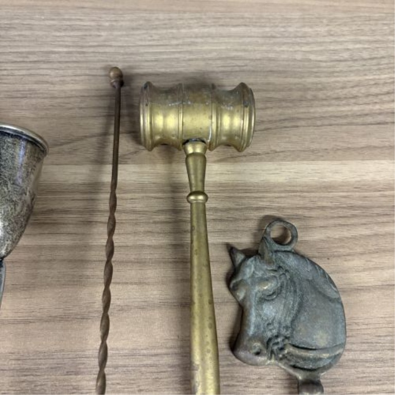 A Collection of Seven Antique and Vintage Metalware Objects