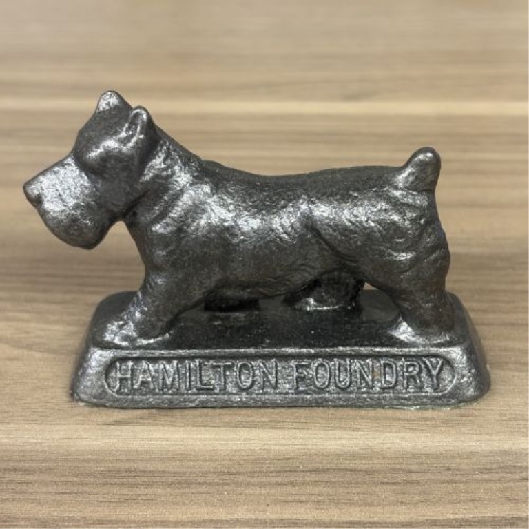 Two Vintage Cast Metal Dog Figurines Including a Hamilton Foundry Scottish Terrier