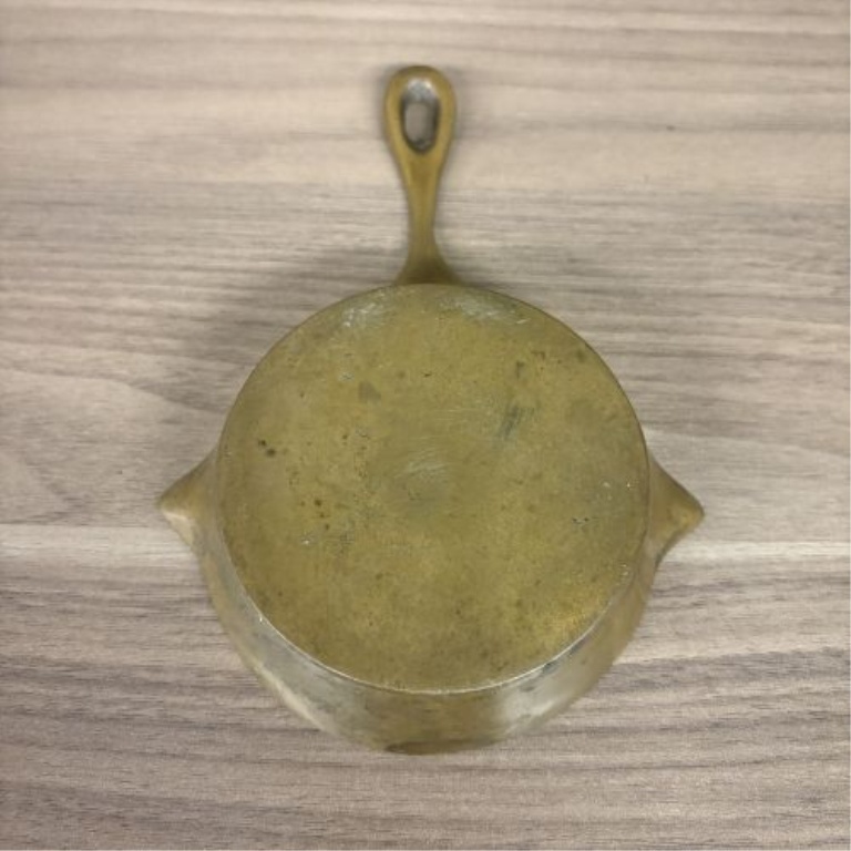 Miniature Cast Brass Skillet Ashtray in the Style of Wagner Ware