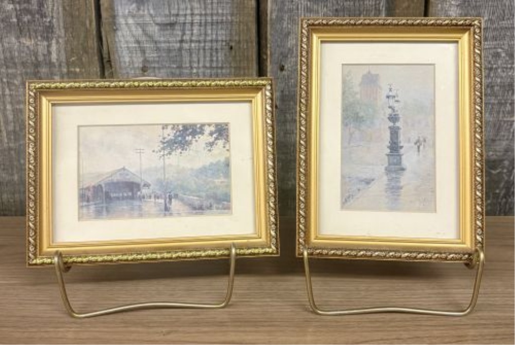 A Pair of Paul Sawyier Art Prints, Covered Bridge and Wapping Street Reflections