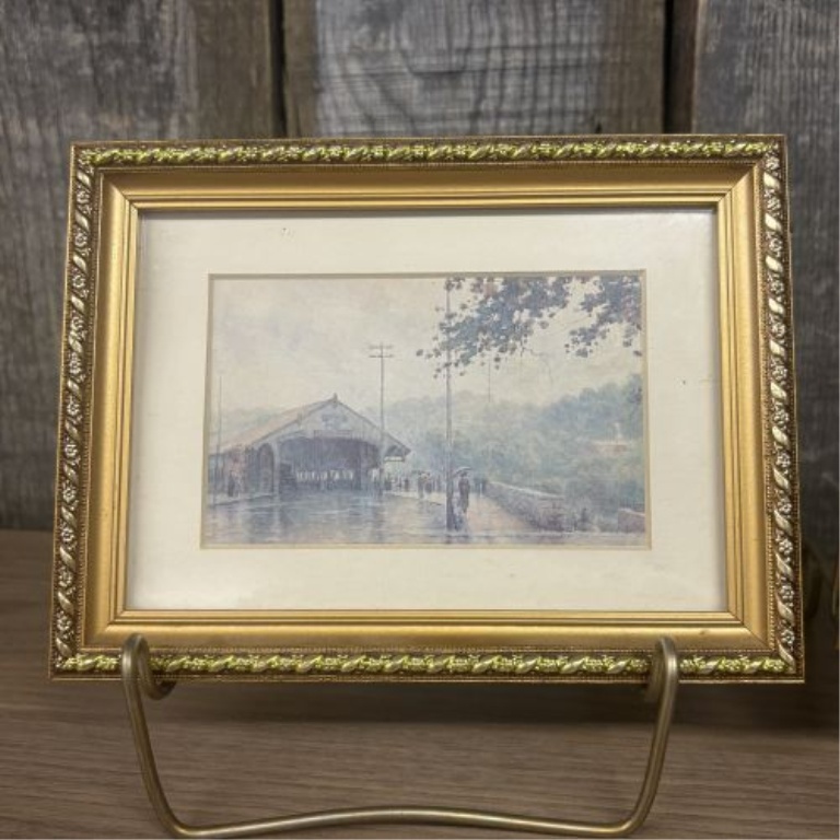 A Pair of Paul Sawyier Art Prints, Covered Bridge and Wapping Street Reflections