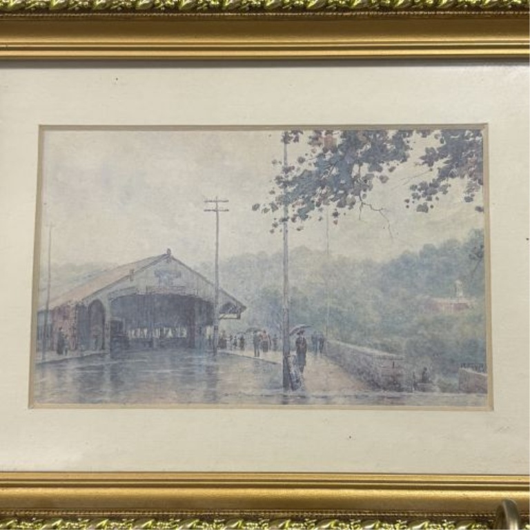 A Pair of Paul Sawyier Art Prints, Covered Bridge and Wapping Street Reflections
