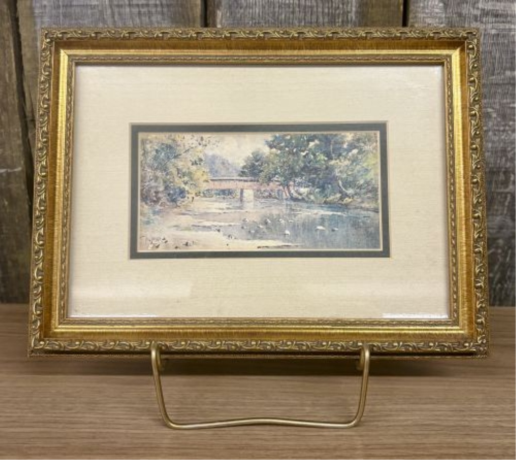 Paul Sawyier (American, 1865-1917), Knight’s Covered Bridge, Limited Edition Offset Lithograph