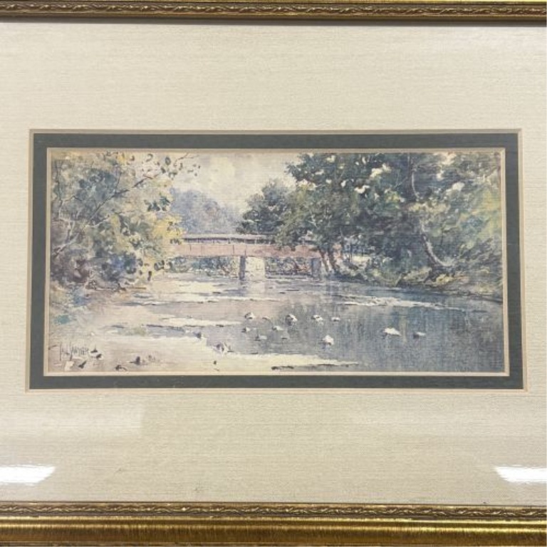 Paul Sawyier (American, 1865-1917), Knight’s Covered Bridge, Limited Edition Offset Lithograph