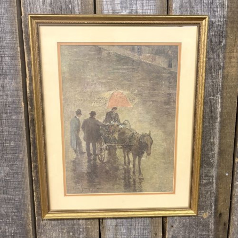 Paul Sawyier, The Street Peddler, Framed Print