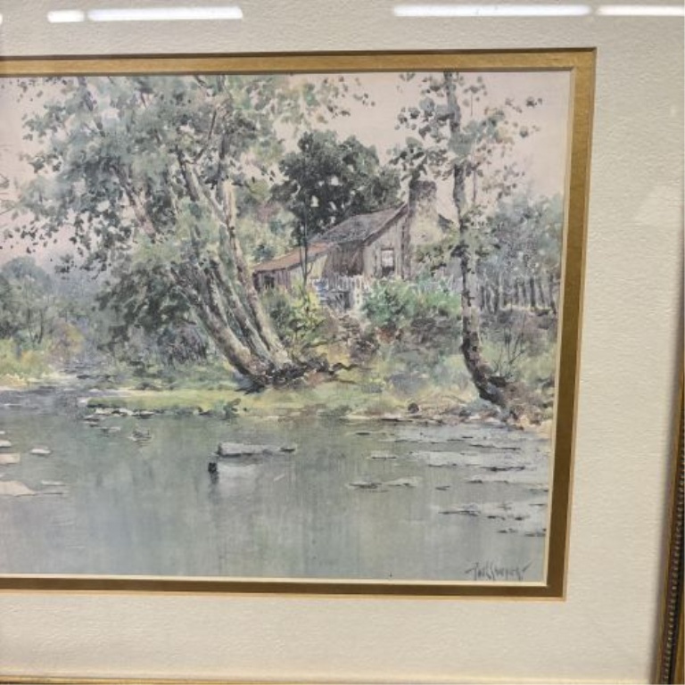 Paul Sawyier, River Scene with Cabin, Framed Print