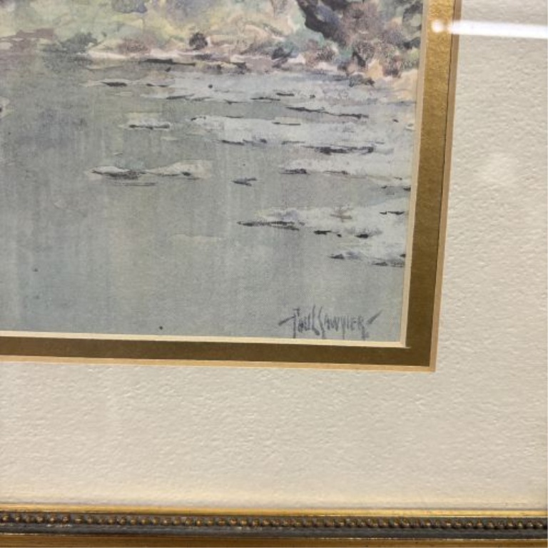 Paul Sawyier, River Scene with Cabin, Framed Print