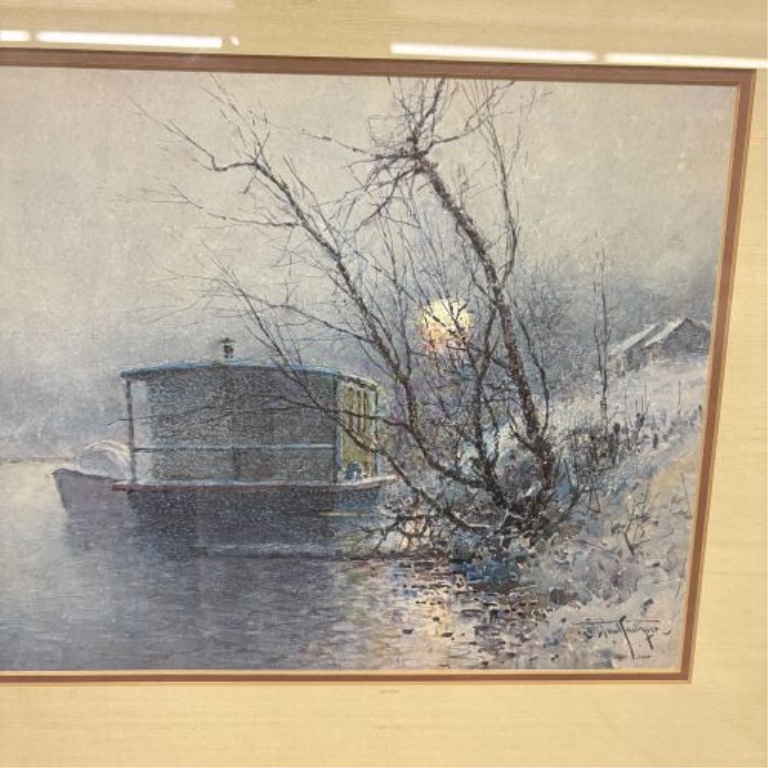 Paul Sawyier, Moonlight Mooring, Limited Edition Photomechanical Lithographic Reproduction