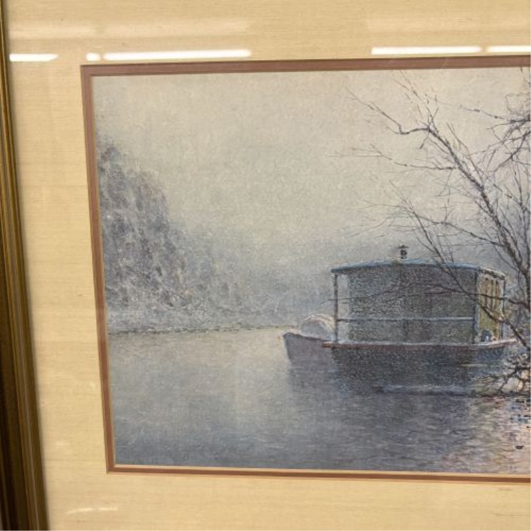 Paul Sawyier, Moonlight Mooring, Limited Edition Photomechanical Lithographic Reproduction
