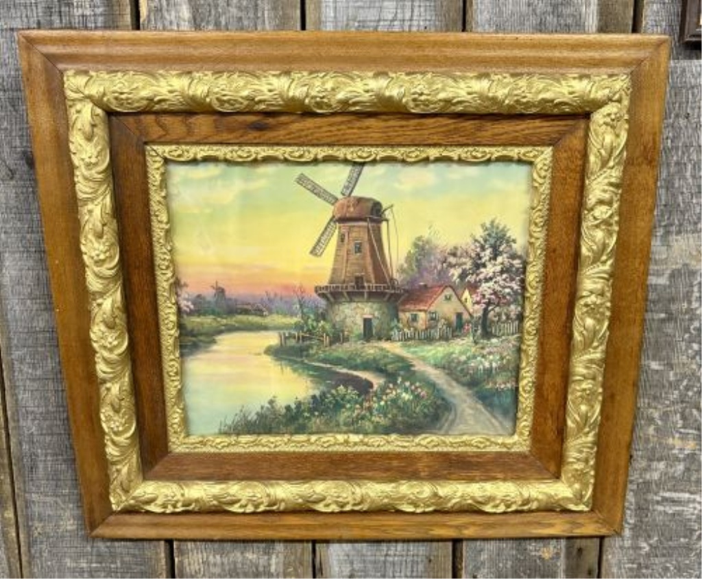 Dutch School, 20th Century, 'Landscape with Windmill and Cottage'
