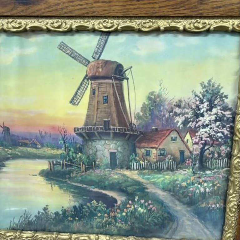 Dutch School, 20th Century, 'Landscape with Windmill and Cottage'