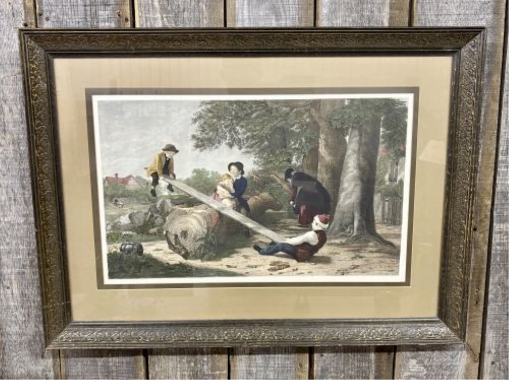 Thomas Webster, Hand-Colored Restrike Engraving, See-Saw