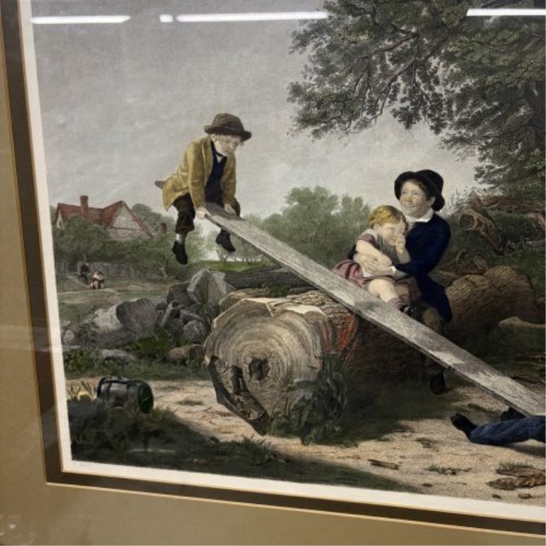 Thomas Webster, Hand-Colored Restrike Engraving, See-Saw