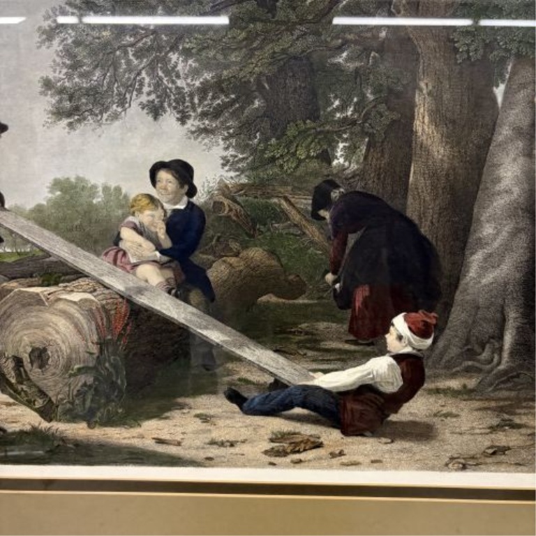 Thomas Webster, Hand-Colored Restrike Engraving, See-Saw