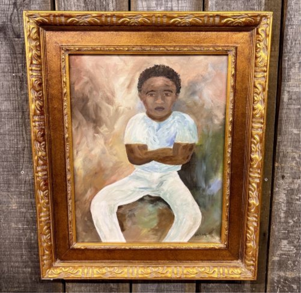 John F. Schnabel, Portrait of an African American Child, Oil on Canvas