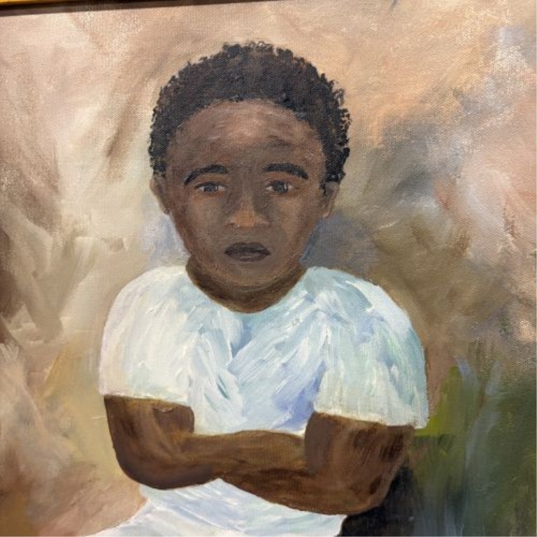John F. Schnabel, Portrait of an African American Child, Oil on Canvas