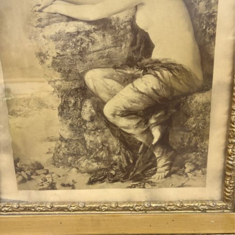 Early 20th Century Pictorialist Seated Nude Study in Gilded Wood Frame