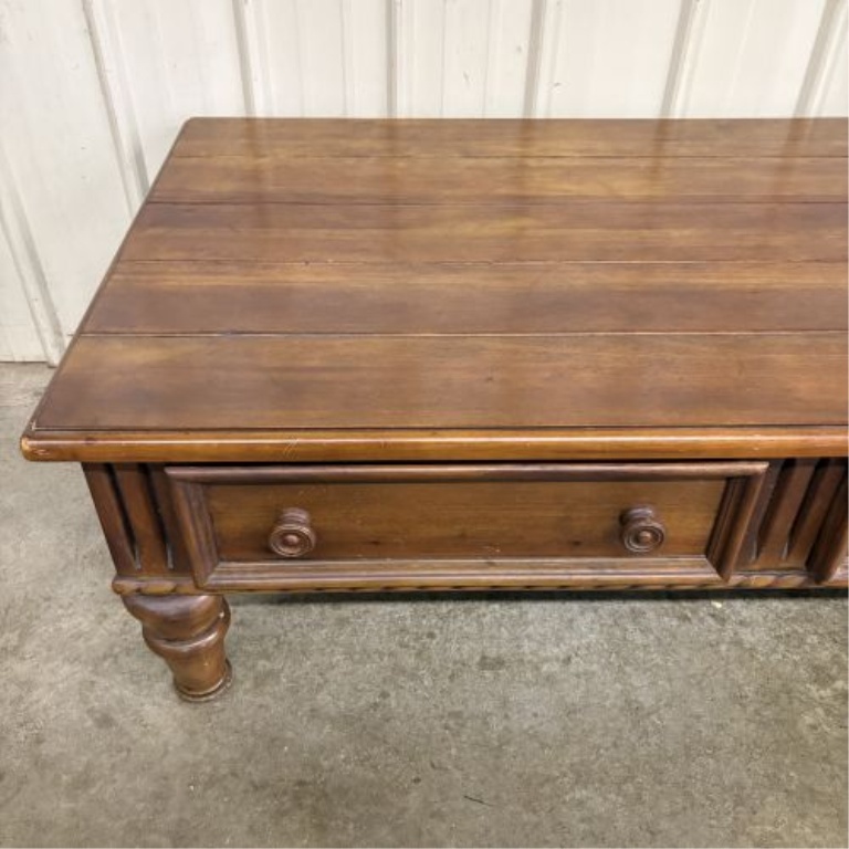 Thomasville Ernest Hemingway Collection Rustic European Style Carved Wood Coffee Table