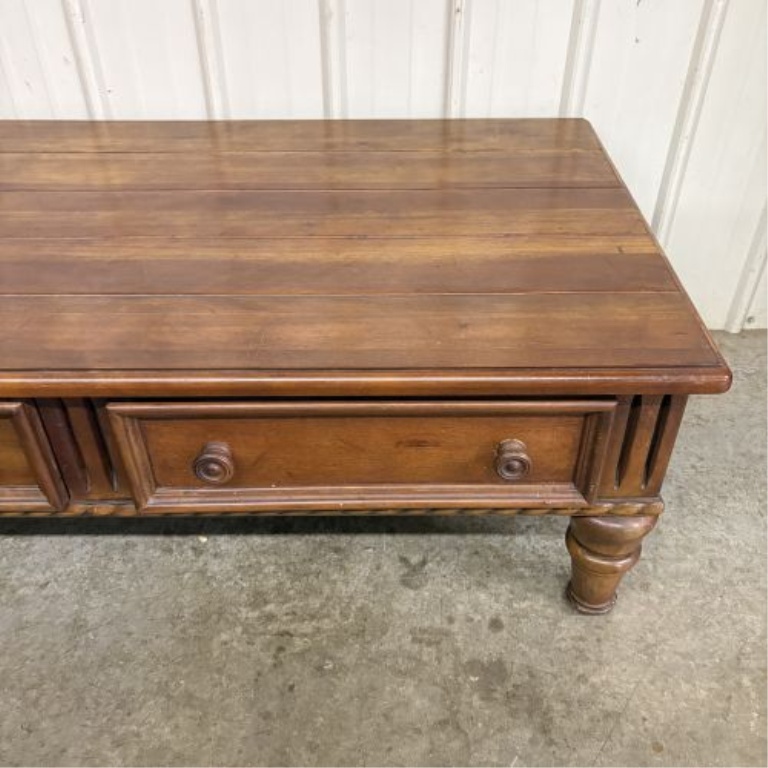 Thomasville Ernest Hemingway Collection Rustic European Style Carved Wood Coffee Table