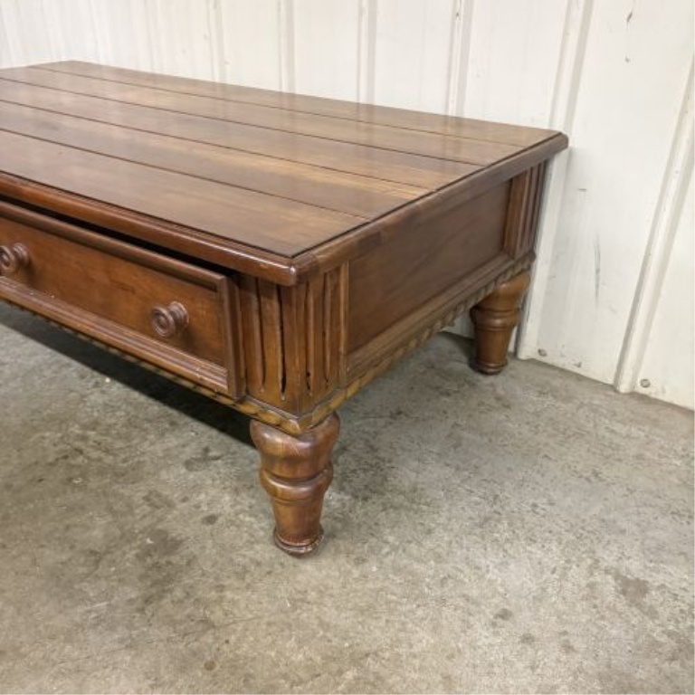 Thomasville Ernest Hemingway Collection Rustic European Style Carved Wood Coffee Table