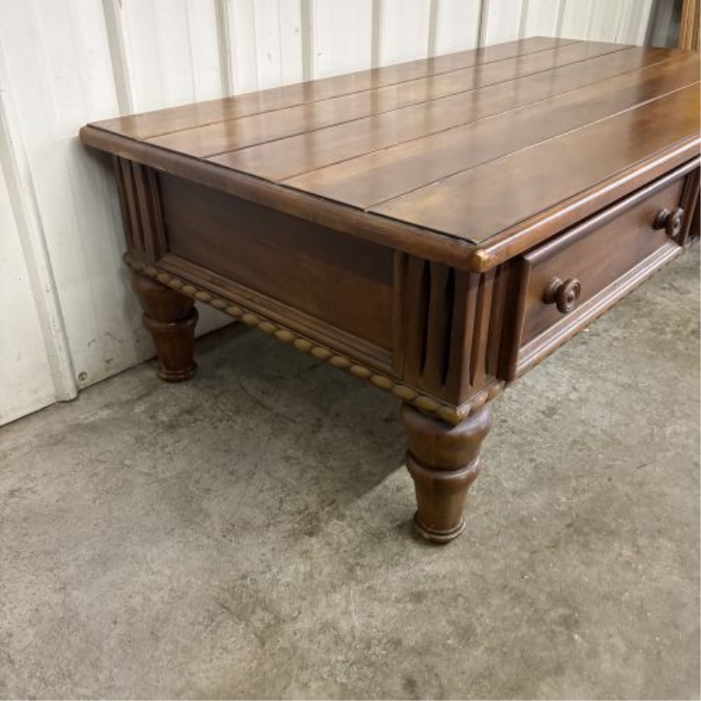 Thomasville Ernest Hemingway Collection Rustic European Style Carved Wood Coffee Table