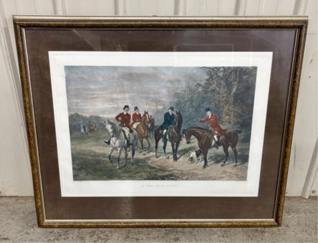 Large Framed English Fox Hunting Print, A Real Good Story