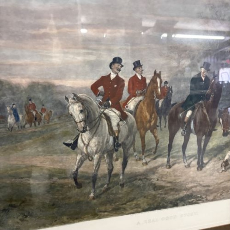 Large Framed English Fox Hunting Print, A Real Good Story