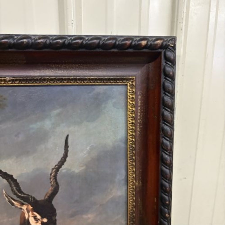 Large Framed Decorative Print After Jean-Baptiste Oudry, Indian Blackbuck