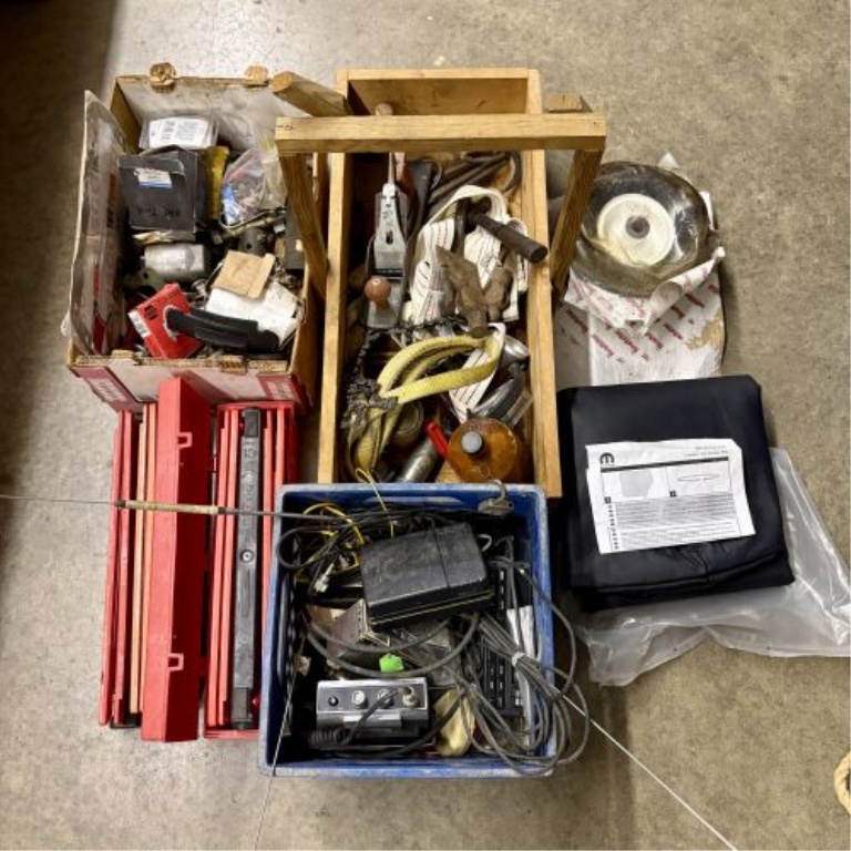 An Assortment of Vintage Hand Tools, Automotive Parts, and Electronic Equipment