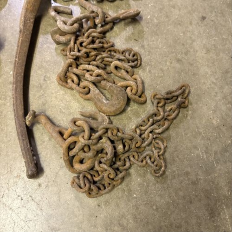 An Assortment of Dixie Industries Lever-Action Load Binders and Industrial Heavy-Duty Chains