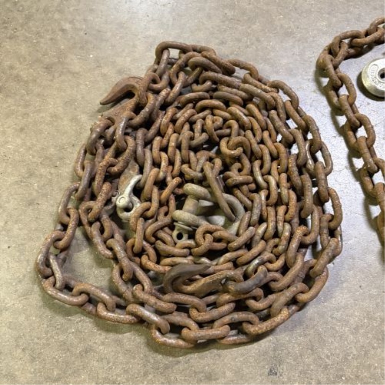 Two Heavy-Duty Grade 43 Steel Transport Chains with Midland Forged Hooks