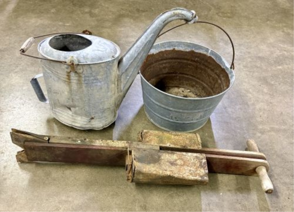 A Trio of Antique and Vintage Agricultural and Gardening Implements