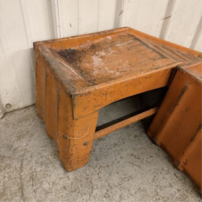 A Pair of Vintage Orange Stamped Steel Automotive Service Ramps