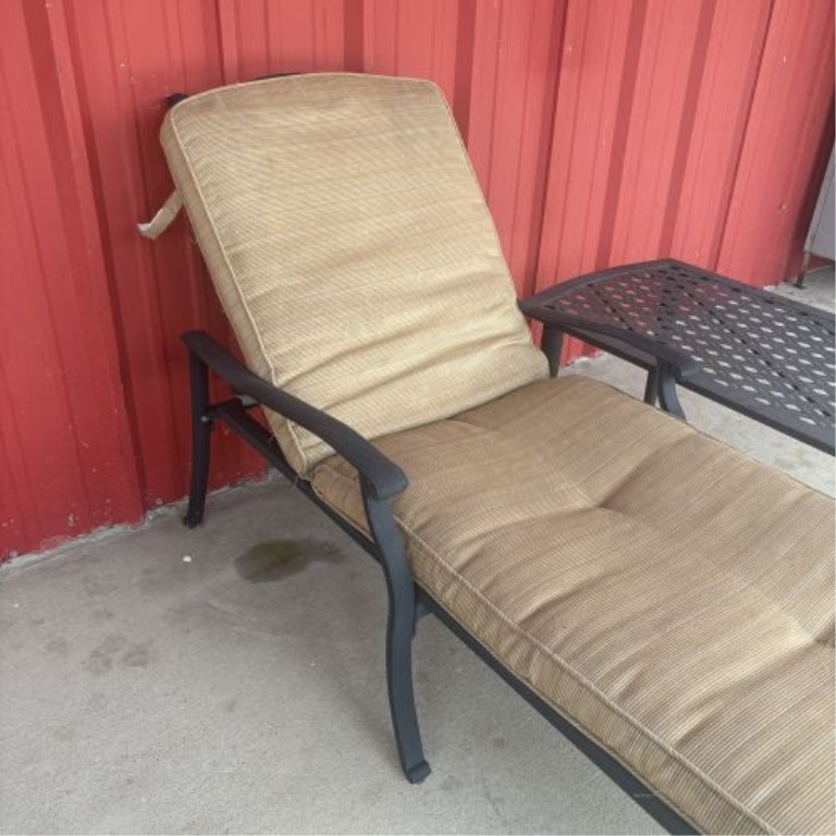 Two-Piece Metal Outdoor Patio Set Including Adjustable Chaise Lounge and Side Table