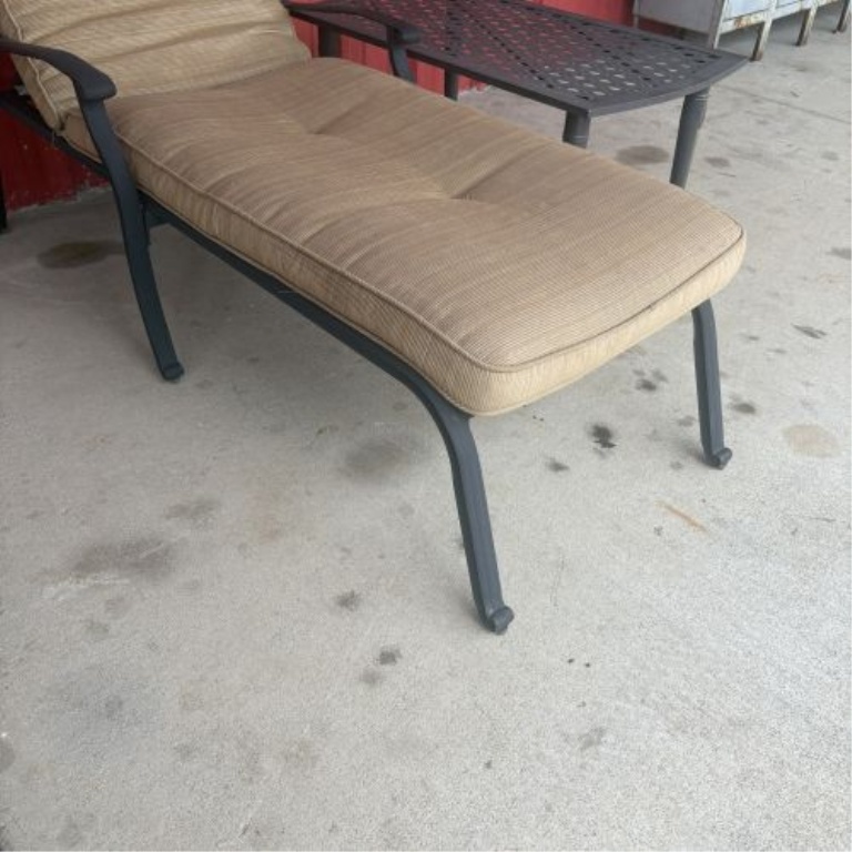 Two-Piece Metal Outdoor Patio Set Including Adjustable Chaise Lounge and Side Table