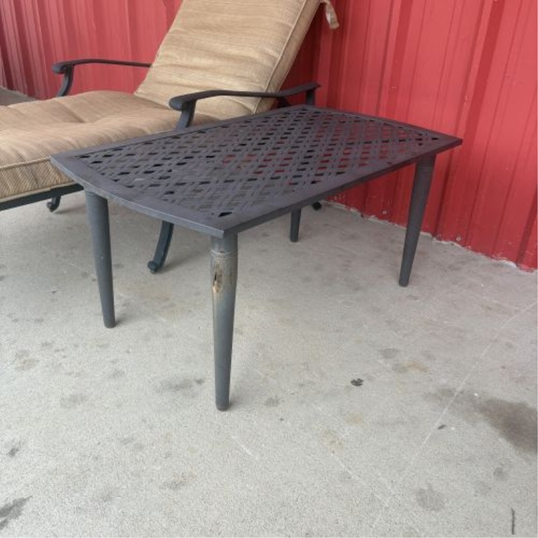 Two-Piece Metal Outdoor Patio Set Including Adjustable Chaise Lounge and Side Table