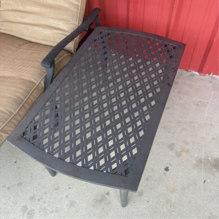 Two-Piece Metal Outdoor Patio Set Including Adjustable Chaise Lounge and Side Table