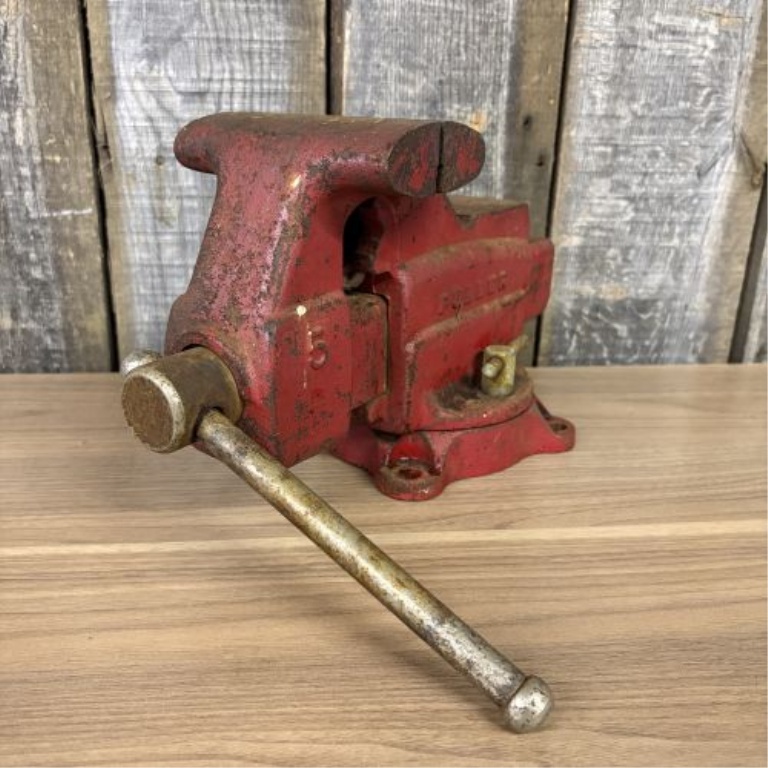 Vintage Fuller No. 5 Mechanics Bench Vise with Swivel Base and Anvil