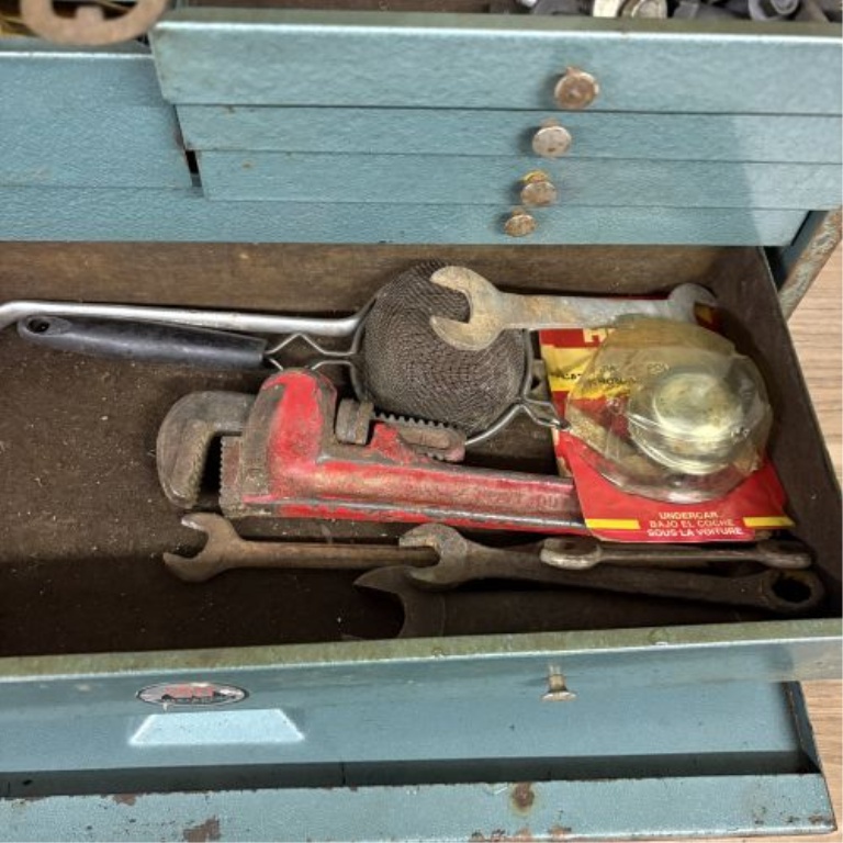 A Vintage Waterloo Model JL-70 Steel Machinist Tool Chest and Assorted Tools