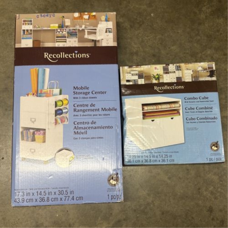 Two Recollections Craft Storage Items Including Mobile Storage Center and Combo Cube