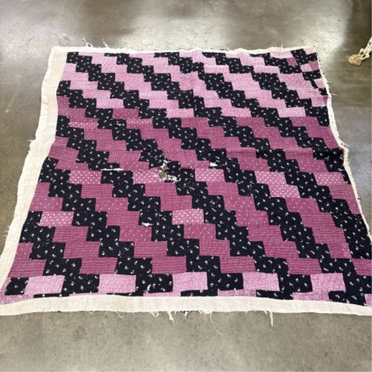 Late 19th to Early 20th Century Hand-Quilted Patchwork Utility Quilt