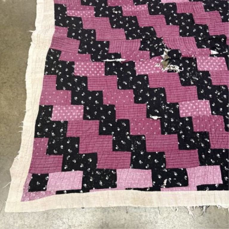 Late 19th to Early 20th Century Hand-Quilted Patchwork Utility Quilt