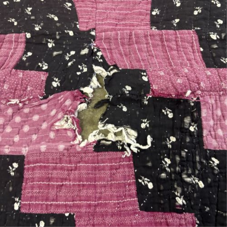 Late 19th to Early 20th Century Hand-Quilted Patchwork Utility Quilt